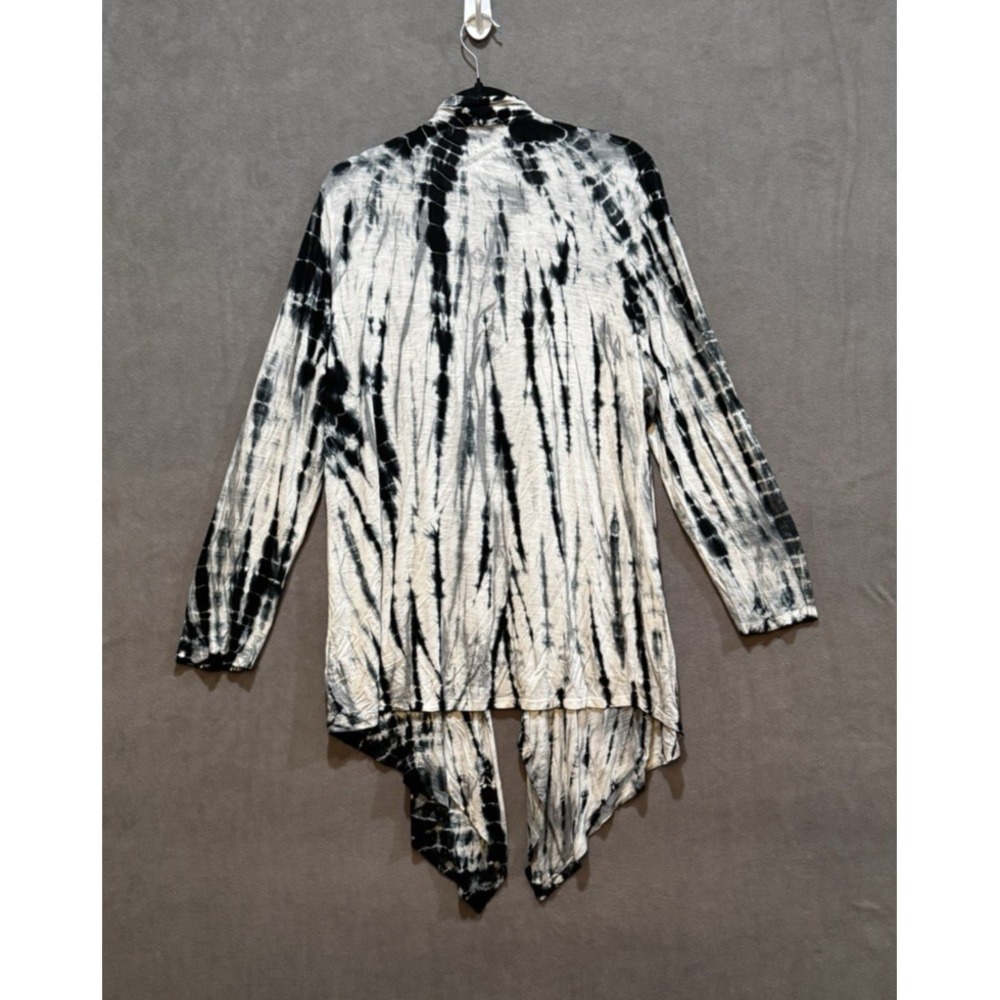 Tie Dye Cardigan Top Asymmetrical Waterfall Open Front Long Sleeve Hippie Goth - Picture 2 of 4